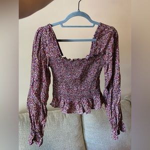 BP Nordstrom Floral Smock Top Flowy Sleeves